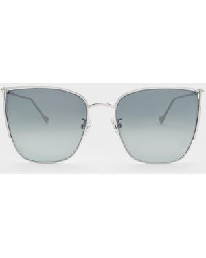 Charles & Keith Shea Metallic-rim Square Sunglasses - Blue