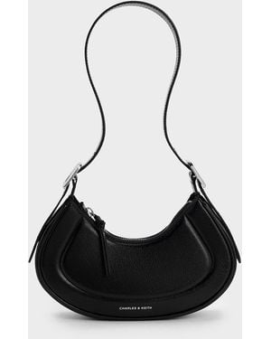 Charles & Keith Petra Curved Shoulder Bag - Black