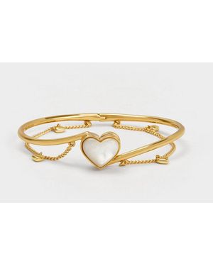 Charles & Keith Annalise Heart Stone Chain-link Bracelet - Metallic