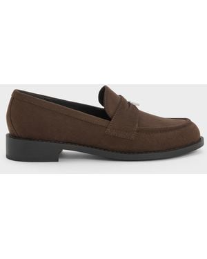 Charles & Keith Griselda Faux Suede Loafers - Brown