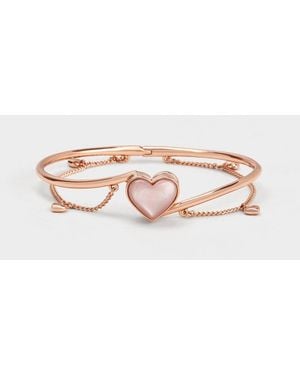 Charles & Keith Annalise Heart Stone Chain-link Bracelet - Pink