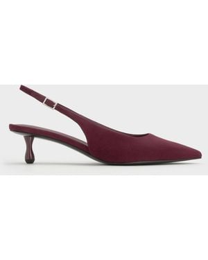 Charles & Keith Ruthie Faux Suede Slingback Court Shoes - Purple