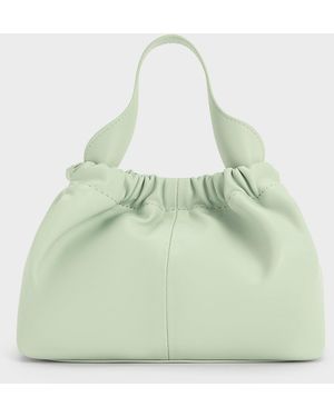 Charles & Keith Ally Ruched Slouchy Chain-handle Bag - Green