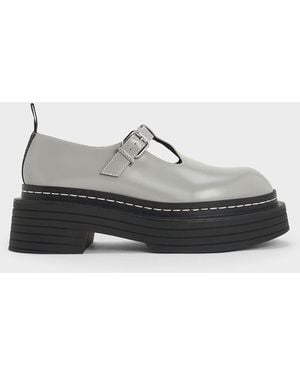 Charles & Keith T-bar Platform Mary Janes - Grey