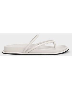 Charles & Keith V-Strap Tubular Thong Sandals - White
