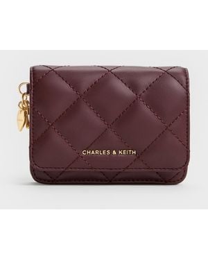 Charles & Keith Arrietty Quilted Bow-Heart Charm Small Wallet - Purple