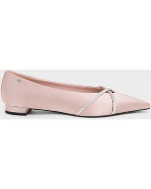 Charles & Keith Gem Crossover Ballet Flats - Pink