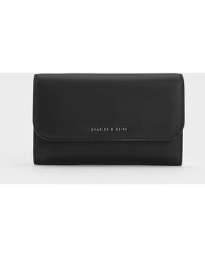 Charles & Keith Octavia Front Flap Long Wallet - Black
