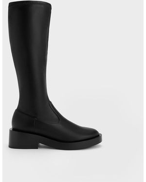 Charles & Keith Side Zip Knee-high Boots - Black