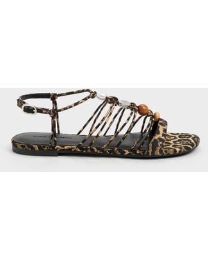Charles & Keith Georgie Leopard-Print Bead Strappy Sandals - Multicolor