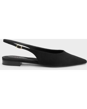 Charles & Keith Emelia Faux Suede Slingback Flats - White