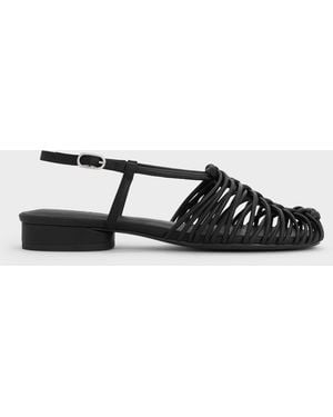 Charles & Keith Linnea Woven Slingback Caged Sandals - Black
