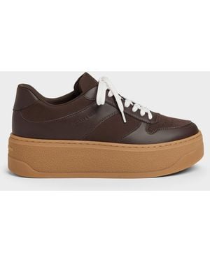 Charles & Keith Faux Suede Platform Sneakers - Brown