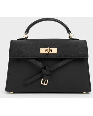 Charles & Keith Tricha Knotted-Belt Top Handle Bag - Black