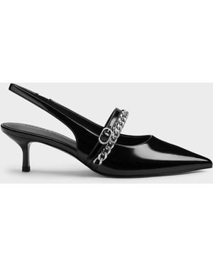 Charles & Keith Georgie Chain Slingback Kitten Heels - Multicolour