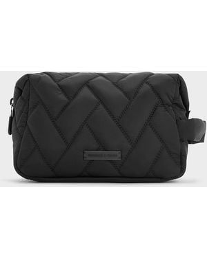 Charles & Keith Nylon Chevron Pouch - Black