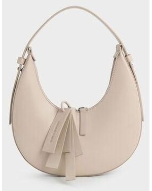 Charles & Keith Carey Crescent Hobo Bag - Natural