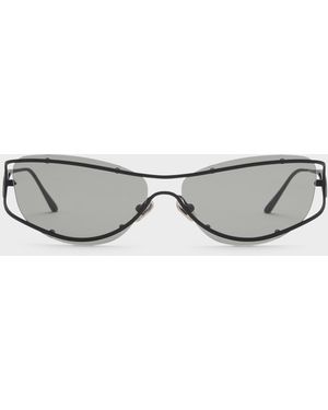 Charles & Keith Ainsley Geometric Sunglasses - Grey