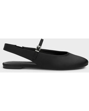 Charles & Keith Imani Satin Slingback Flats - White