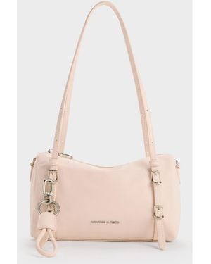 Charles & Keith Mini Levy Nylon Shoulder Bag - Pink