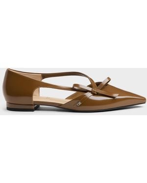 Charles & Keith Anastasia Leather D'Orsay Flats - Brown