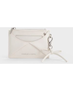 Charles & Keith Hazel Bow Paneled Card Holder - Natural