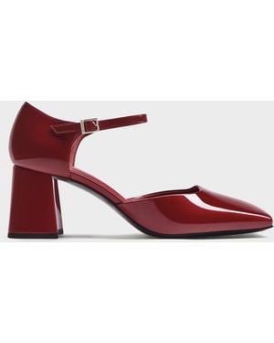 Charles & Keith Patricia Patent D'Orsay Pumps - Red
