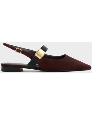 Charles & Keith Yvette Faux Suede Pointed-toe Mary Jane Flats - White