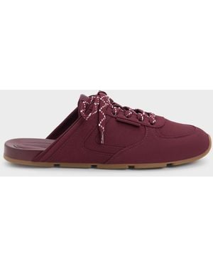 Charles & Keith Lace-up Trainer Mules - Purple