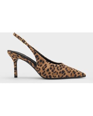 Charles & Keith Emelia Leopard-Print Slingback Pumps - White