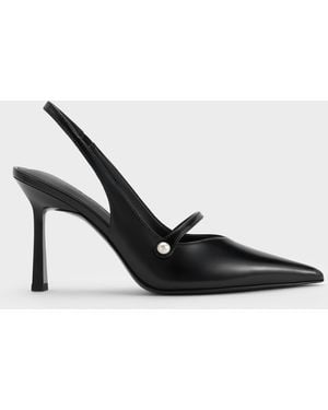 Charles & Keith Helena Pearl Pointed Slingback Court Shoes - Multicolour