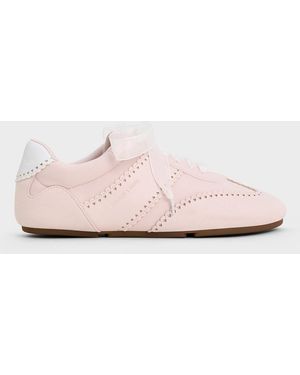 Charles & Keith Cece Heart-Motif Sheer-Lace Trainers - Pink