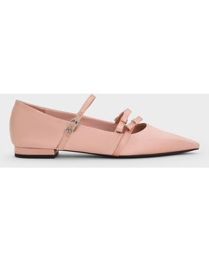 Charles & Keith Jessy Bow Pointed Flats - Pink