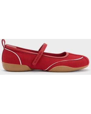 Charles & Keith Louise Contrast-Trim Mary Jane Sneakers - Red