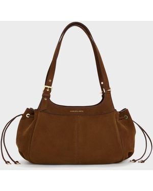 Charles & Keith Lillith Drawstring Tote Bag - Brown