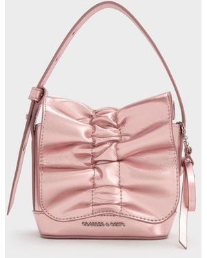 Charles & Keith Kadee Metallic Ruched Mini Bag - Pink