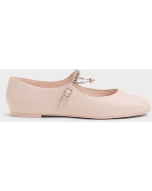 Charles & Keith Double-Chain Charm Mary Jane Flats - Pink