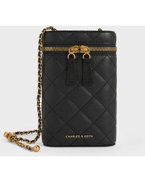 Charles & Keith Mini Apfra Quilted Elongated Bag - Black