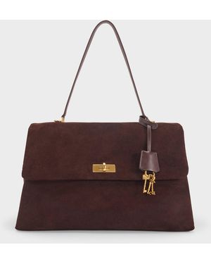 Charles & Keith Kerry Top Handle Satchel Bag - Brown