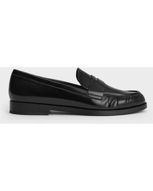 Charles & Keith Ruched Penny Loafers - Black