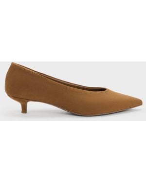 Charles & Keith Emelia Faux Suede Kitten Heels - White