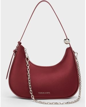Charles & Keith Jesmyn Satin Chain Two-way Bag - Red