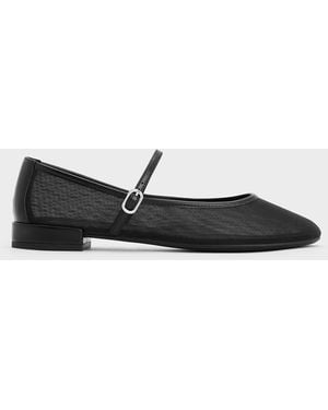 Charles & Keith Gertrude Mesh Mary Jane Flats - Black
