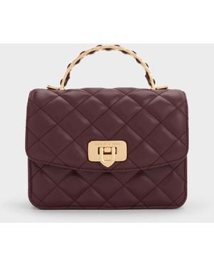 Charles & Keith Alva Quilted Top Handle Bag in Pink | Lyst