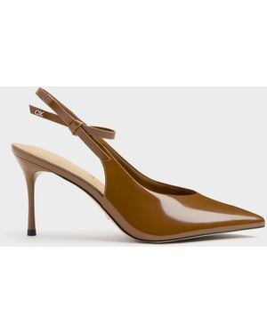 Charles & Keith Anastasia Leather Slingback Pumps - Brown