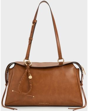 Charles & Keith Haylen Braided-Charm Shoulder Bag - Brown