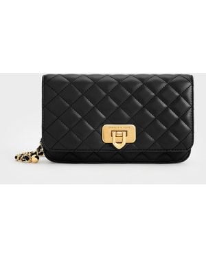 Charles & Keith Cressida Quilted Push-lock Clutch - Black