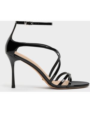 Charles & Keith Patent Leather Strappy Stiletto Sandals - White