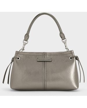 Charles & Keith Noane Metallic Top Handle Bag - Gray