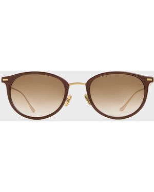 Charles & Keith Minnow Metal-Rim Round Sunglasses - Natural